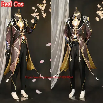 RealCos Hot Game Genshin Impact Zhongli Косплей костюм Rex Lapis Morax Боевая форма, мужская одежда для ролевых игр