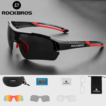 ROCKBROS Поляризованные велосипедные очки, мужские спортивные солнцезащитные очки, Дорожный MTB, Горный велосипед, Защитные очки для езды на велосипеде, Очки с 5 линзами