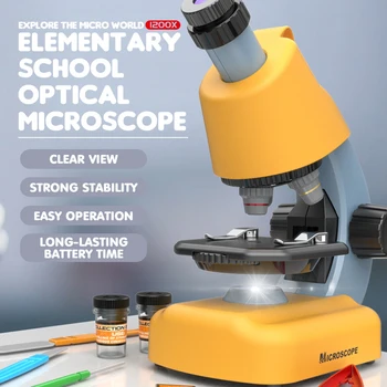 S & F Kid Science Experiment Карманный портативный набор игрушек-микроскопов 1200x, обучающий мини-карманный с подсветкой, детские игрушки в подарок