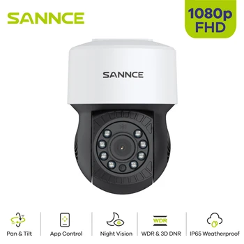 Sannce 2-мегапиксельная PTZ-AHD камера Черная камера видеонаблюдения 3,6 мм Объектив 30 м ИК ночного видения 360 Аналоговая камера безопасности IP65