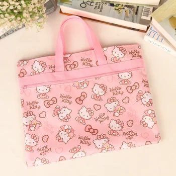 Sanrio hello kitty, милая сумочка, мультяшная мелодия, обучающая сумка с корицей, двухслойная сумка формата А4, сумка для файлов, информационная сумка