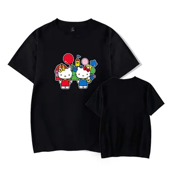 Sanrios Kawaii Аниме Hello Kitty С милым рисунком из мультфильма, Новая Футболка с короткими рукавами, Летняя Мужская Женская повседневная модная футболка, Подарок на День рождения