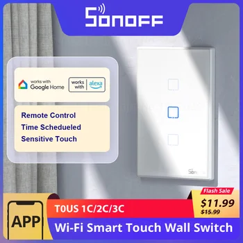 SONOFF TX T0US Wi-Fi Настенный Сенсорный выключатель Flash Распродажа Умный Дом Голосовое Управление Синхронизацией через приложение eWeLink Работает с Alexa Google