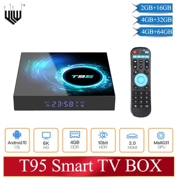 T95 Android TV Box Android 10 Smart TVBox 2.4G Wifi 3D Voice16GB 32GB 64GB 128GB 4K Четырехъядерная телеприставка Медиаплеер