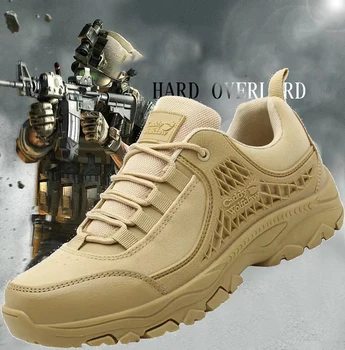 Topfight/ Мужская Уличная Нескользящая походная обувь на толстой подошве, Дышащие Тактические ботинки с низким вырезом, Военные тренировочные ботинки для пустыни