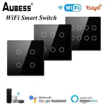 Tuya Wifi Smart Switch Бразилия 4/6/8 Gang Smart Panel Switch Переключатель с нулевым напряжением Умный дом Голосовое управление через Alexa Google Home