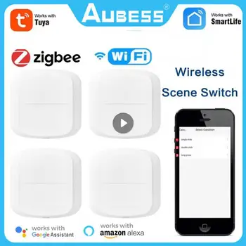 Tuya WiFi/ZigBee 2 Gang Wireless 6 Scene Switch Кнопочный Контроллер С Батарейным Питанием Сценарий Автоматизации Для Устройств Tuya