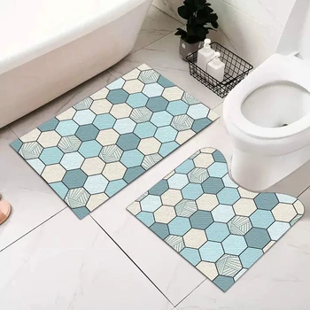 U-образный коврик для унитаза в ванной комнате в скандинавском стиле, домашний ковер с абстрактным геометрическим рисунком, комплект из двух предметов, модная нескользящая подставка для ног