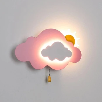USB Nordic Детская спальня Золотые Розовые облака Солнце Светодиодный настенный светильник с выключателем Гостиная Прихожая Художественное бра Детский ночник для сна
