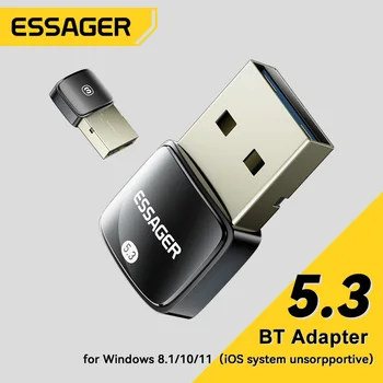USB-адаптер Dongle Bluetooth-Compatible5.3 Музыкальный Аудиоприемник Передатчик Поддержка Windows 8.1 /10 /11для Беспроводной мыши Наушники