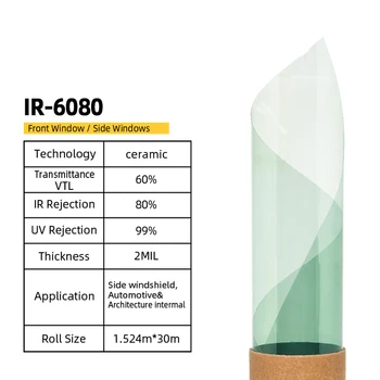 VLT60% IRR80% теплоизоляция УФ-защита Ультра Прозрачная нанокерамическая автомобильная тонированная пленка для окон солнечный рулон тонировки домашнего окна автомобиля