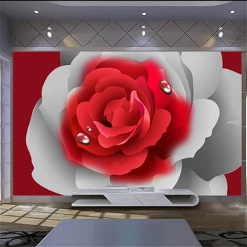 wellyu Заказные большие фрески модное украшение дома романтическая красная роза ТВ фон обои для стен papel de parede