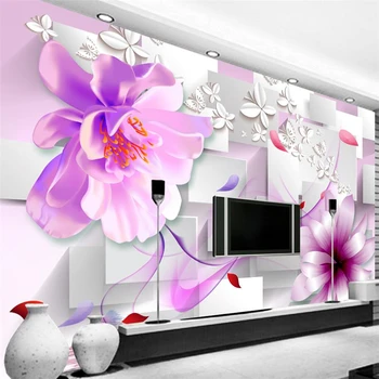 wellyu Красивые 3D цветы мечты, 3D прозрачные цветы, стереофонический ТВ-фон, настенные обои с большой фреской на заказ, зеленые обои