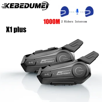 X1 Plus Мотоциклетный Bluetooth 1000 М Интерком Шлем Гарнитура Для 2 Всадников Intercomunicador Moto Водонепроницаемый Переговорный Наушник