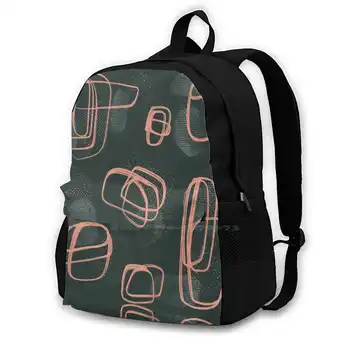 Абстрактный полутоновый узор круглых форм нежно персикового и темнобирюзовозеленого цветов с 3D принтом, дизайн рюкзака, повседневная сумка с рисунком