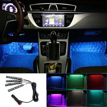 Автомобильная атмосфера для ног 4 в 1 или 2 в 1, декоративное окружающее освещение в салоне автомобиля, гибкое для 12-24 В USB Неоновое настроение