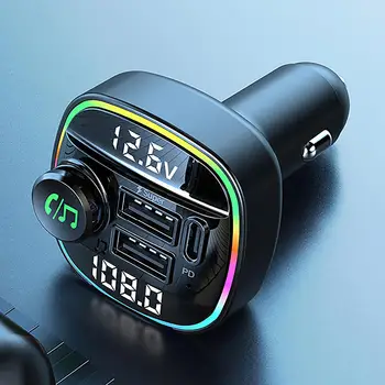 Автомобильное Зарядное Устройство Bluetooth 5,0 Type-C PD 20 Вт QC3.0 Двойная USB-Зарядка Беспроводное Быстрое USB-Зарядное Устройство для Apple Всех смартфонов Car Black