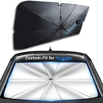 Автомобильные складные солнцезащитные козырьки на лобовое стекло, зонты, солнцезащитный козырек, подходит для Porsche с поворотом на 360 °, аксессуары с гибкой ручкой