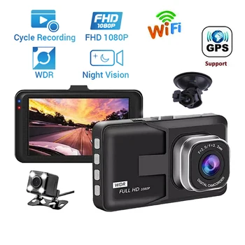 Автомобильный видеорегистратор WiFi Full HD 1080P, видеорегистратор, Камера заднего вида, Видеомагнитофон, Видеорегистраторы ночного видения, Видеорегистратор, автомобильные аксессуары, GPS-трекер