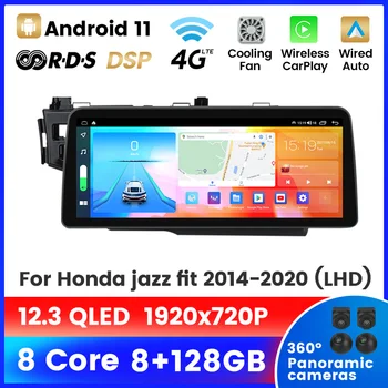 Автомобильный радиоприемник Android 11 с QLED-экраном GPS для Honda Jazz 3 2014-2020 Fit 3 GP GK 2014-2020 Мультимедийный плеер Навигация CarPlay Auto