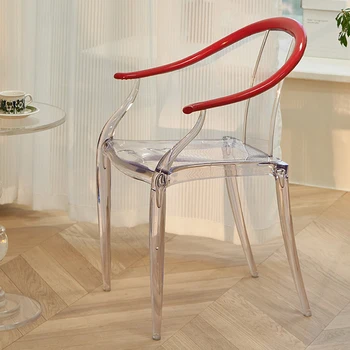 Акриловые Прозрачные обеденные стулья с пластиковыми подлокотниками, высокие обеденные стулья в стиле минимализма, мебель для дома Cadeiras De Jantar