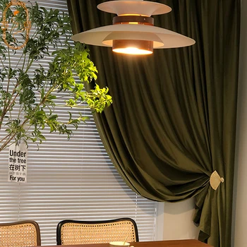 Американские легкие роскошные Оливково-зеленые бархатные однотонные утолщенные шторы для гостиной, спальни, столовой, занавески для перегородок