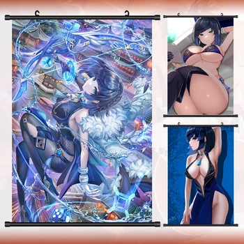 Аниме-игра Genshin Impact Yelan Sexy Girl HD Настенный Скролл-ролл С рисунком, Плакат, Подвесная картина, Коллекция плакатов, Подарок для домашнего декора