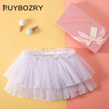 Балетная юбка-пачка RUYBOZRY, Белое танцевальное платье Для девочек, Гимнастическая Детская танцевальная юбка, Сетчатые короткие платья