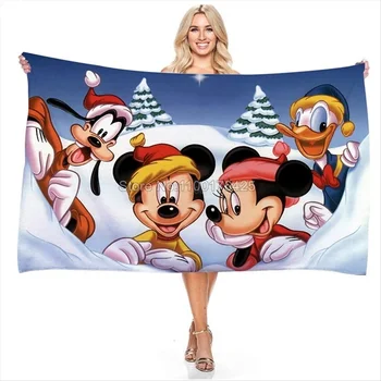 Банное полотенце Disney с Микки и Минни Маус для взрослых и детей, пляжное полотенце из микрофибры, домашняя мочалка для детей и мальчиков 75x150 см