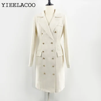 Бежевый твидовый жакет, женское цельное весенне-осеннее женское пальто, куртка, женское пальто средней длины с легким ароматным ветром