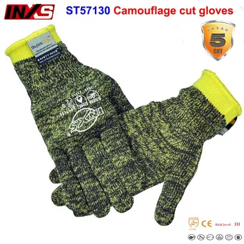 БЕЗОПАСНОСТЬ-Камуфляжные противорежущие перчатки INXS 5-го уровня огнестойкости, противорежущие перчатки, Дышащая Носимая защитная перчатка