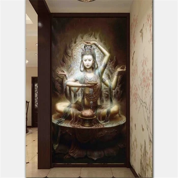 бейбехан Пользовательские гостиная спальня трехмерная картина маслом крыльцо обои Дуньхуан танец феи крыльцо фон стены