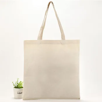 Белая однотонная хлопчатобумажная хозяйственная сумка Женская льняная сумка для хранения холста Портативная Женская ручная сумка для девочек большой емкости многоразового использования