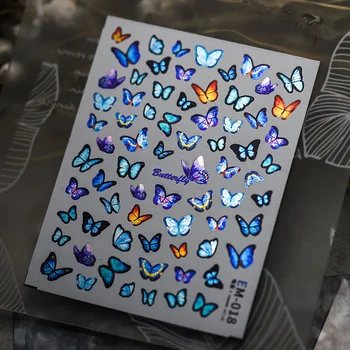 Блестящие бабочки с металлическим блеском, 3D Процесс электрозолоты, самоклеящиеся наклейки для дизайна ногтей, бронзирующая наклейка для маникюра Оптом