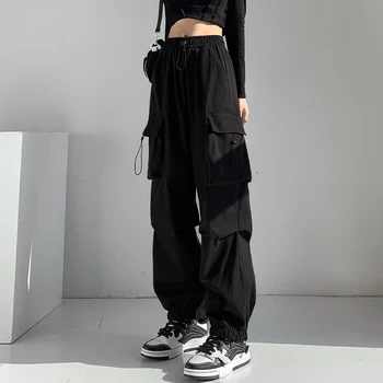 Брюки-карго Harajuku Оверсайз, женская уличная одежда, винтажные джоггеры для бега трусцой в стиле хип-хоп Y2k, мешковатые спортивные штаны
