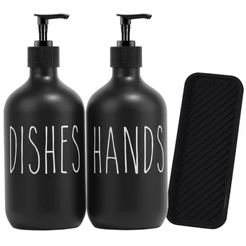 Бутылка с дозатором мыла для мытья посуды и рук, 3 упаковки черного цвета, бутылка для хранения моющего средства для кухонной посуды, Многоразовый контейнер для мыла для печати