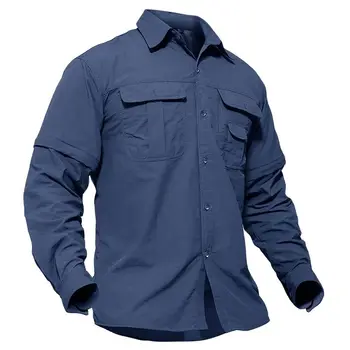 Быстросохнущая Тактическая рубашка EKLENTSON, мужская рубашка для пеших прогулок и Рыбалки, Съемные рубашки для боевых походов и кемпинга с длинным рукавом