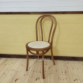 Бытовые балконные стулья из цельного дерева, сделанные в старой Америке среднего возраста, Французский обеденный стул для кухни, плетеный стул из гнутого дерева в стиле ретро