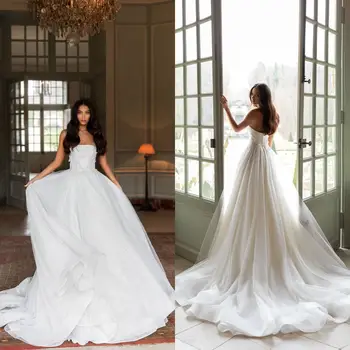 Великолепные Очень пышные белые свадебные платья с тюлевыми оборками и воланами, свадебные платья трапециевидной формы, вечерние платья на шнуровке.