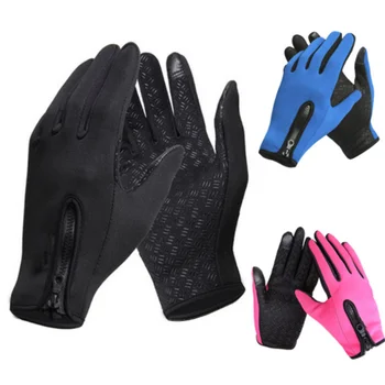 Велосипедные перчатки с сенсорным экраном, зимние термальные Ветрозащитные Теплые велосипедные перчатки с полным пальцем, противоскользящие Мужские Женские велосипедные перчатки для улицы