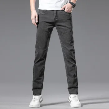 Весенне-летняя одежда 2023 года, Молодежные мужские Узкие прямые джинсы, простые модные Повседневные Удобные джинсовые брюки