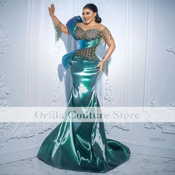Вечерние платья Aso Ebi Mermaid с открытыми плечами, крупные бусины, 2k23, платье для выпускного вечера, Африканские вечерние платья для официальных мероприятий