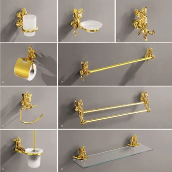 Вешалка для полотенец в европейском стиле для ванной комнаты виллы, золотая полка, подвеска в виде звезды для ванной комнаты, набор аксессуаров для ванной комнаты