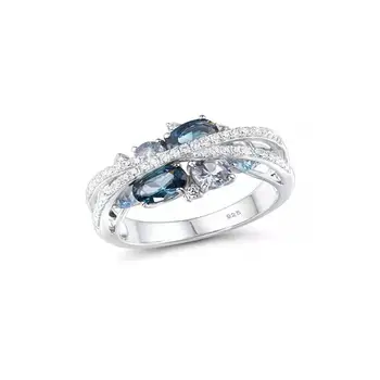 Винтажное креативное новое X-образное полое кольцо с цирконием цвета морской волны синего цвета в подарок
