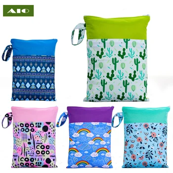 Влажные сухие сумки AIO для детских тканевых подгузников на молнии, водонепроницаемый карман для подвешивания подгузников, сумка для переноски коляски для путешествий на открытом воздухе