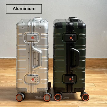Все алюминиево-магниевого сплава дорожный чемодан для мужчин Бизнес прокатки багажа на колесиках, тележка для багажа ручной клади кабина чемодан
