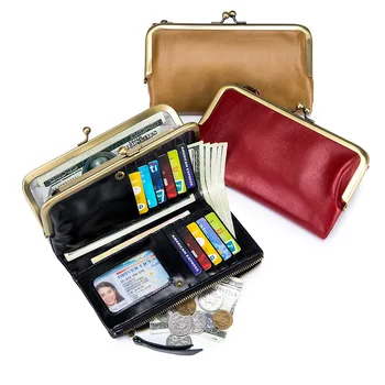 Высококачественный Женский кошелек-клатч из натуральной кожи, женский кошелек на молнии, двойной держатель для карт, кошельки, женский длинный кошелек-клатч для женщин
