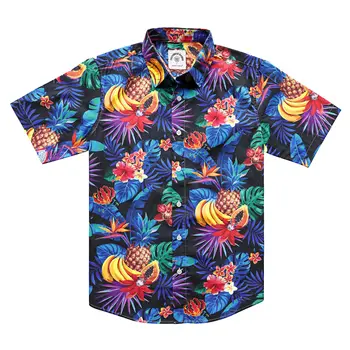 Гавайская рубашка Dubinik для мужчин, летние пляжные рубашки Aloha Tropical Beach с коротким рукавом и принтом на пуговицах