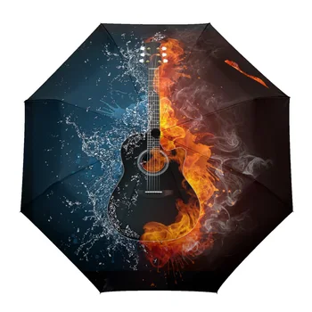Гитарные искры Капли воды Открытый Ветрозащитный зонт от дождя, полностью автоматический, с восемью нитями, мужские, женские, мужские Большие зонты, зонтик