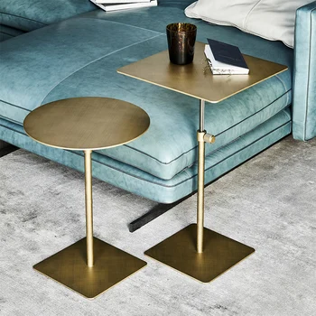 Горячая распродажа новый дизайн золотой приставной столик современный золотой круглый приставной столик из нержавеющей стали, подъемный диван-столик из нержавеющей стали